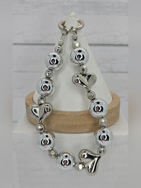 Silver Heart & Beads Phone/Key Lanyard CH4368